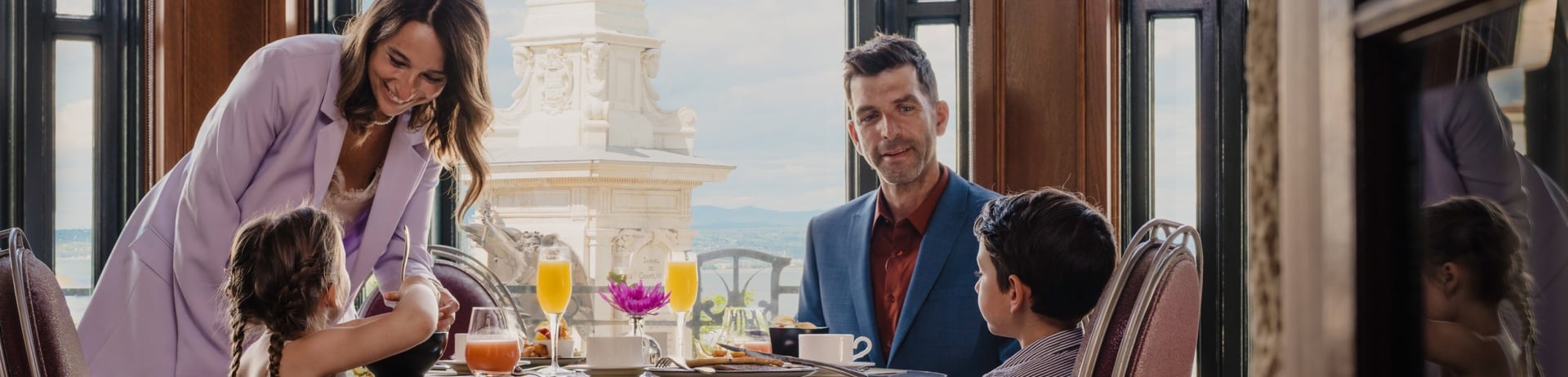 Family eating dinner at restaurant