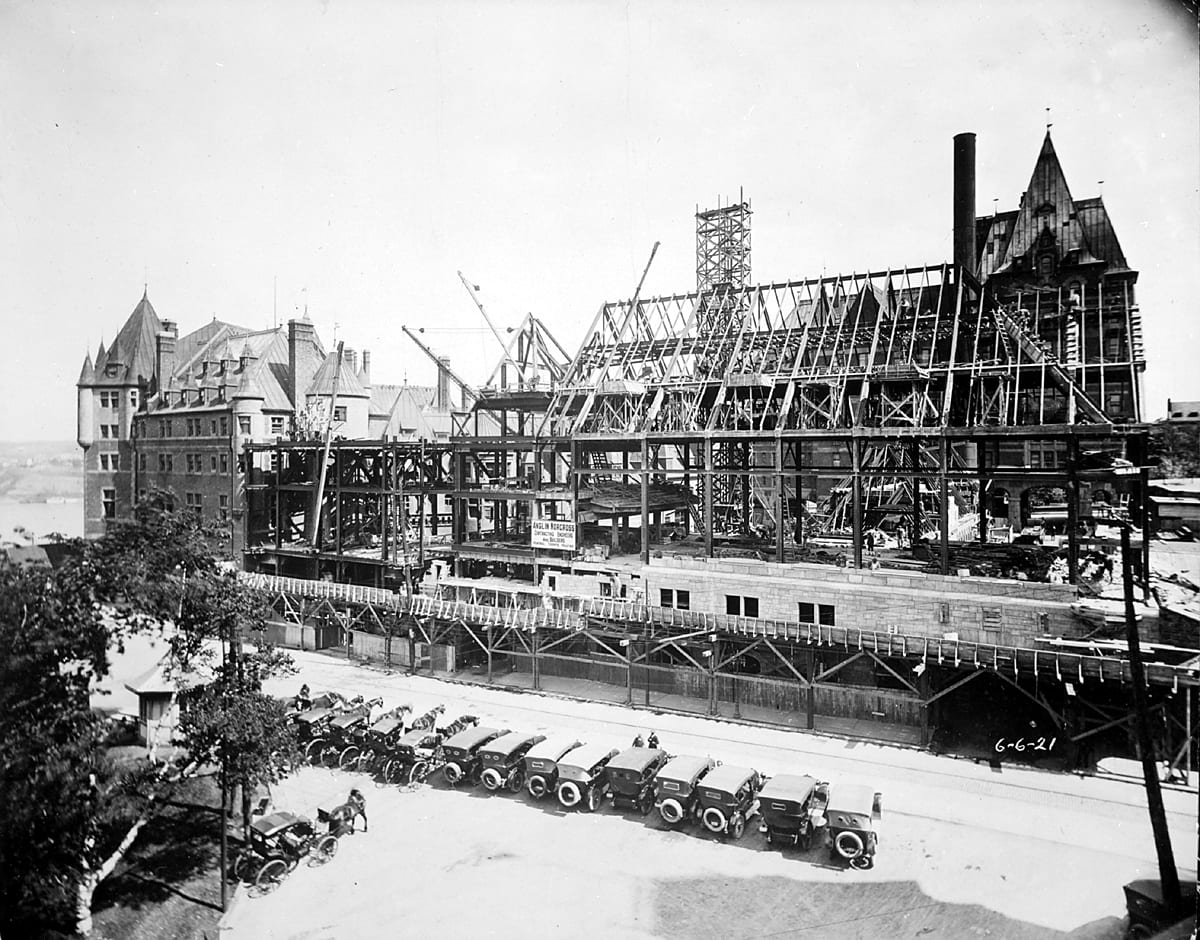 Construction work, Chateau Frontenac, Quebec City, Quebec, Canada