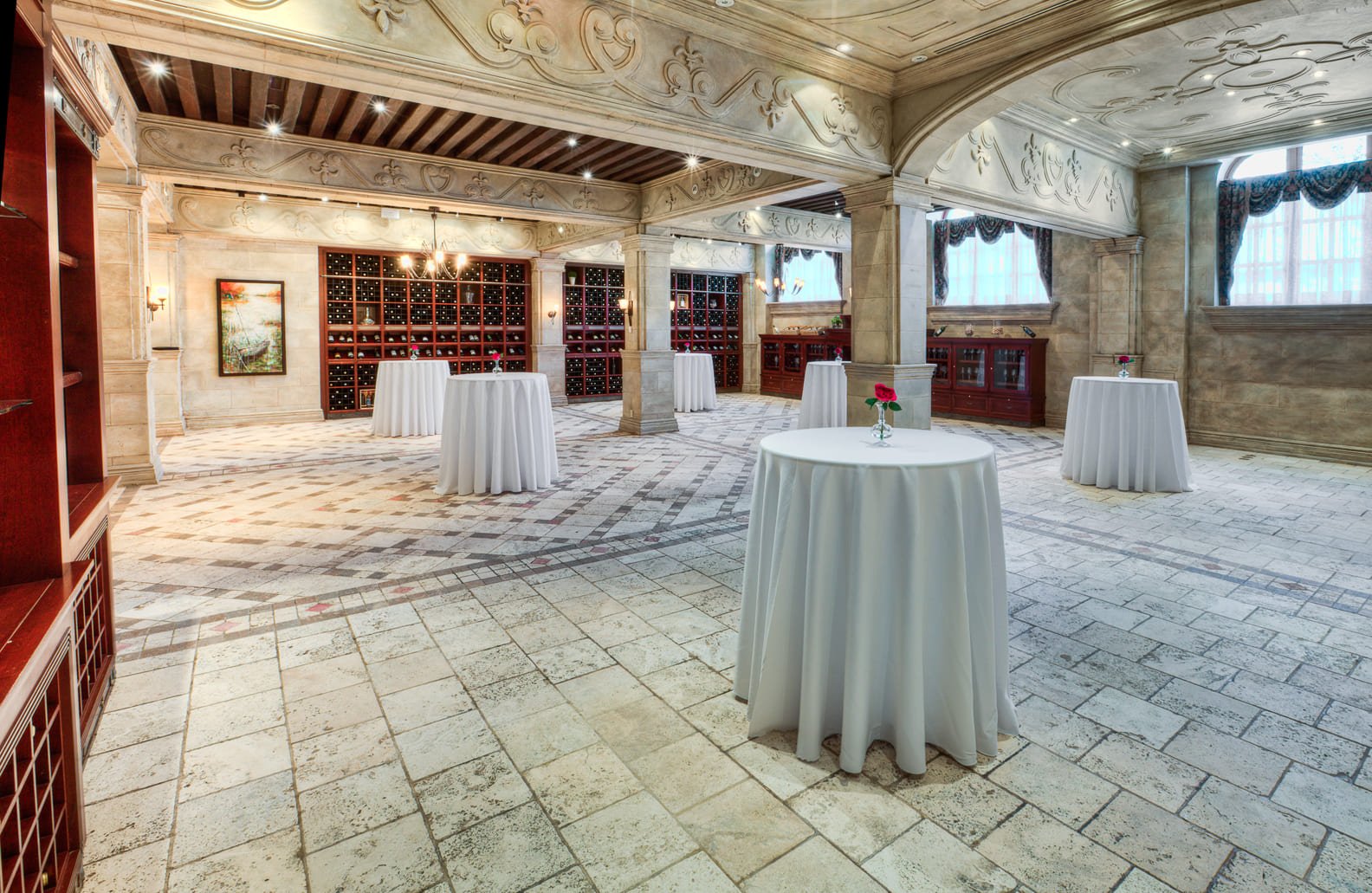 large room with wine storage