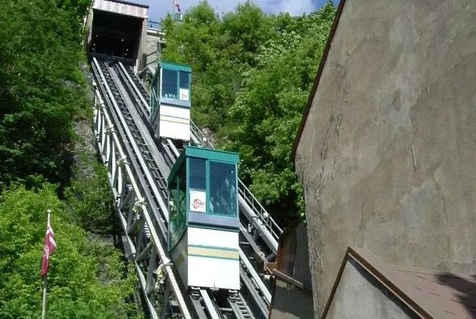 cable railway going up steep slope