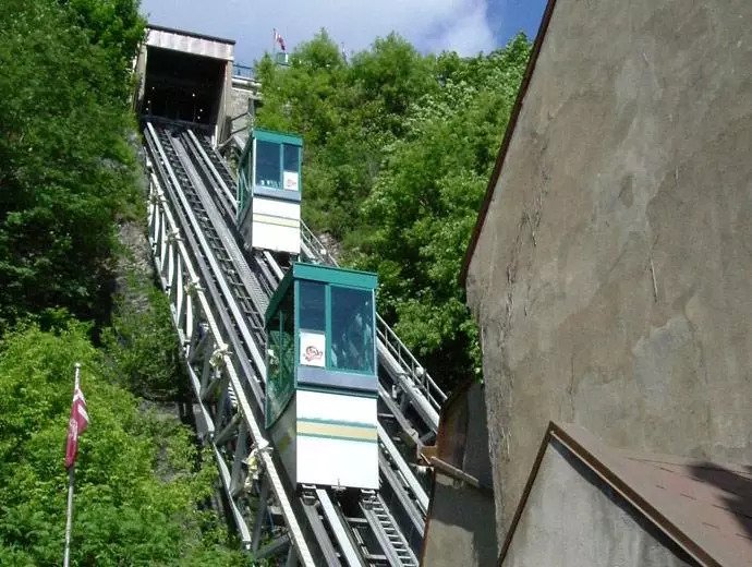 cable railway going up steep slope